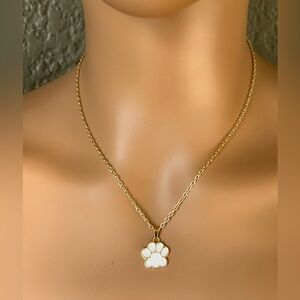 Multiple Colors To Choose - Gold & White Paw Pendant Necklace & Earring’s